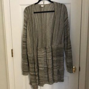 Green and white knit cardigan